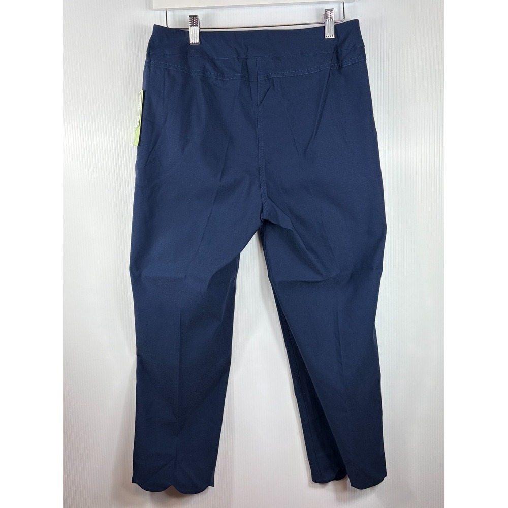 Anthony's Resort Wear Navy Crop Pants Scallop Hem Stretch Preppy Coastal Size 10 - Picture 7 of 12